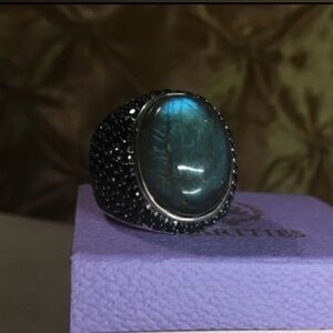 RARITIES NWT Carol Brodie Labradorite & Black Spinel Ring